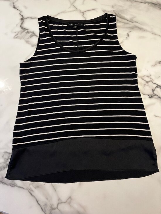 White House Black Market Tops - White House Black Market Striped Tank Top Black White -  Size Small